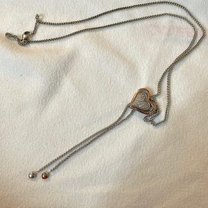 Heart diamond pave slide necklace.